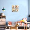 Giraffe Zebra Elephant Canvas Pictures Animals & World Map Wall Art for Kid Room Living Room Bedroom - 12x12inchx4pcs ( 30x30cmx4pcs)