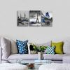 3 Panels London Blue Bus Canvas Paris Eiffel Tower Cityscape Picture Canvas Print  Bathroom Decoration Framed Artworks - 12inchx16inchx3pieces