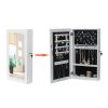 Free shipping Jewelry Cabinet Armoire with Mirror, Wall-Mounted Space Saving Jewelry Storage Organizer Hanging Wall Mirror White  YJ - white