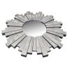 DunaWest 28 Inch Round Floating Wall Mirror with Sunburst Design Frame, Silver - UPT-226281