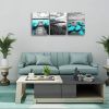 Ocean Beach Canvas Wall Art Black and White Lighthouse Pictures Print Bridge Teal Wall Art Artwork  Decor Bathroom - 12inchx16inchx3pieces