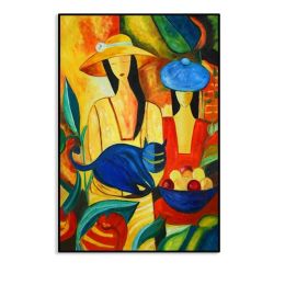 100% Hand Painted Abstract Oil Painting Wall Art Modern Retro Figure On Canvas Home Decoration For Living Room No Frame (Size: 100x150cm)