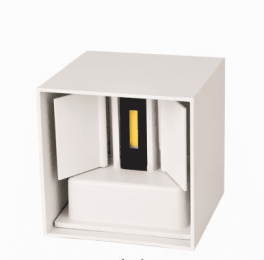 Aluminum outdoor wall lamp waterproof adjustable wall lamp square circular background wall lamp color BD81 BD80 (Model: Square white shell, Style: Blue)