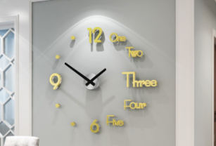 3D Wall Sticker Clock (Color: Champagne Gold)