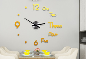 3D Wall Sticker Clock (Color: LargeGold)