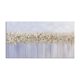 Modern Artist Painted Abstract Golden Tree Oil Painting On Canvas Wall Art Frameless Picture Decor For Living Room Home Gift (Size: 150x220cm)