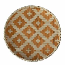 Bamboo Woven Round Basket Tray (Style: Orange)